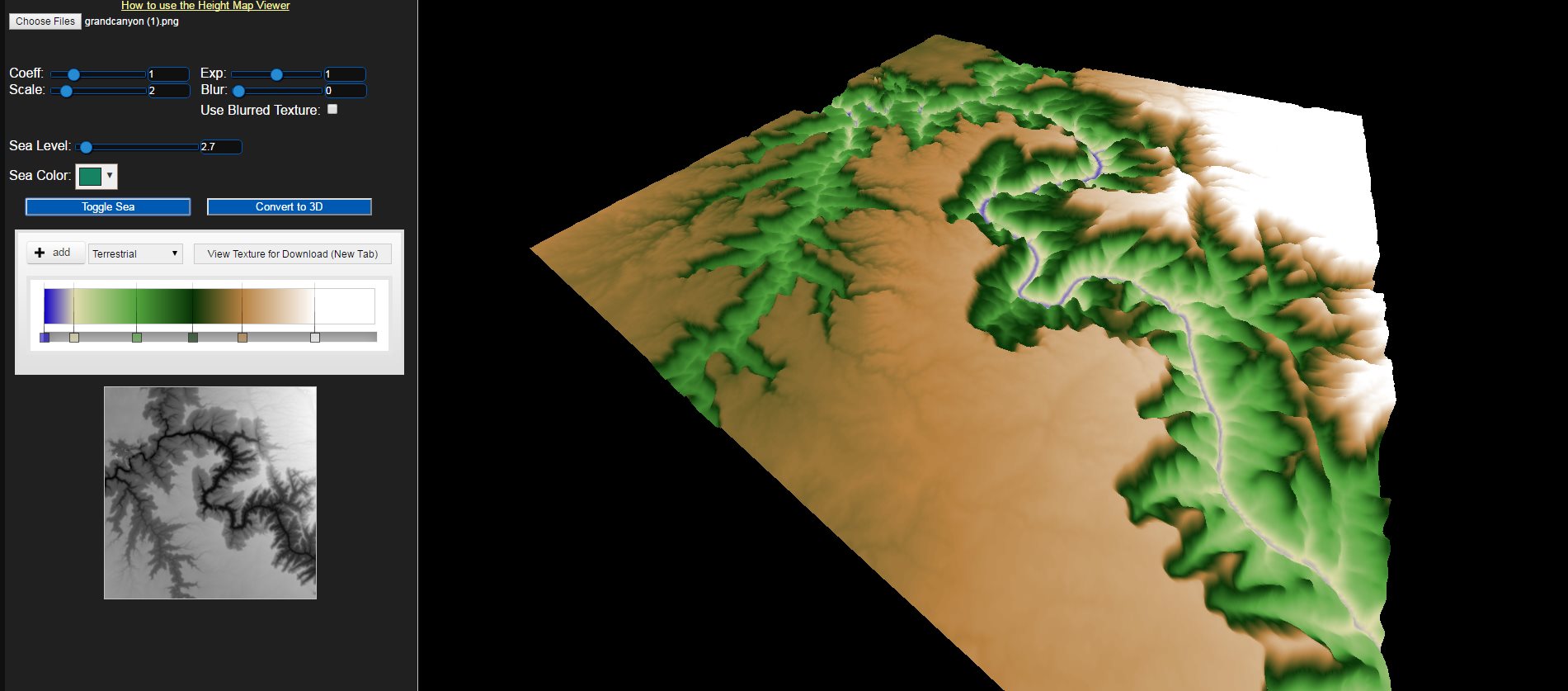 Height Map Viewer — canyon